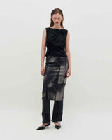 Embroidered Graphic Jersey Skirt _ BLACK