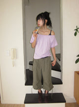 Elise Nylon Wide Capri Bermuda Pants