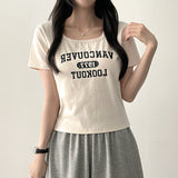ローブレタリングスクエアネックショートスリーブTシャツ