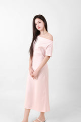 オフショルダースリットロングワンピース Pink