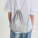 Logo applique ribbon string bag
