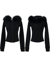 スリムファーフードジップアップ(fleece-lined / 3color)