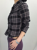 ruffle frill checkered short shirt
