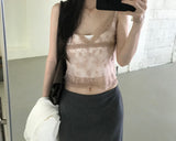 Flower See-Through Lace Sleeveless Top (2 colors)