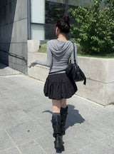 Obik Shirring Biker Buckle Long Boots