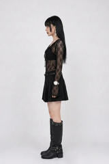 COWL-NECK LACE TOP (BLACK)