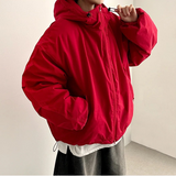 キャップフードボクシーハイネックパッドジャンパー