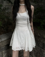 flared scarf mini dress (2color)