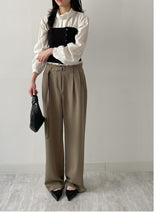 High-Neck Belted Balloon Fit Blouse
