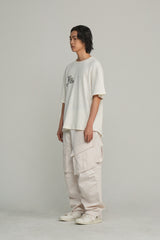 クルーネック 半袖ワッフルTシャツ/オフホワイト