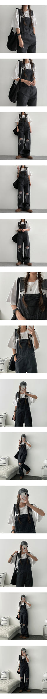 Redden dark blue damage overall suspender pants (1 color)