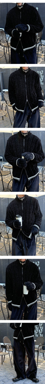 [F/W] Velvet stand kara knit zip up(5color)