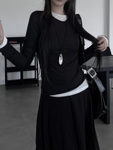 layered see-through long sleeve T (4color)