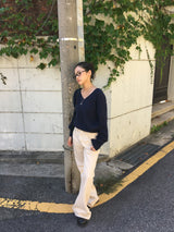 ツウィルコットンブーツカットパンツ (2color)