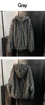 [Unisex] Fur 2way hood zip up(4color)