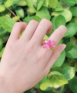 pink flower beaded ring