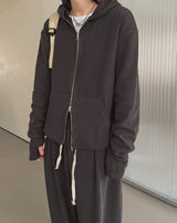 Henne warmer layered two way hoodie zip-up