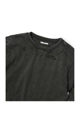 ダメージレイヤード長袖Tシャツ (チャコール)
