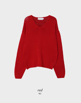 Again Basic Cotton Loose Fit V-neck Knit (5color)