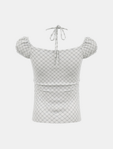 Lily Check Ribbon Off Shoulder Top