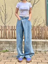 WRAP WAIST WIDE FIT DENIM PANTS code 18104