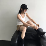 タッセル ラウンドリブ ノースリーブ