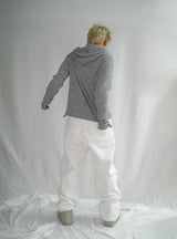 Slim Fit Finger Hole Ribbed Cropped Hood Zip-Up (2c)