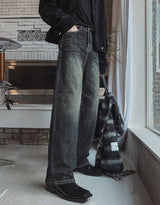 Bent brush wide denim