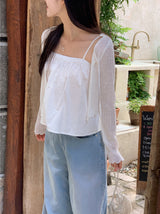 #Wave Ribbon Bolero Knit Cardigan (4color)
