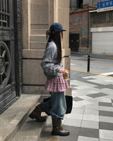 Blush Flare Check Shirt Dress
