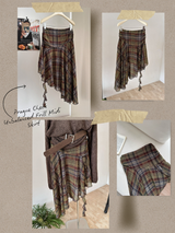 Prague Check Unbalanced Frill Midi Skirt