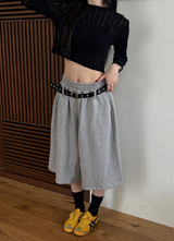 [Unisex] Belted sweat bermuda pants(3color)