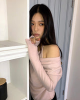 Bora Frill Halter Off-Shoulder Knit