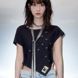 T10.00 アンバランスプリント半袖Tシャツ