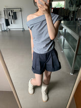 ピンタックロールアップキュロット (3color)