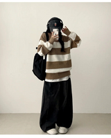 Allt Hem Snap Pin Tuck Washed Denim Wide Pants