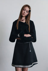 ビーズタータンチェックハートネックレス (レッド)