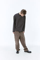 (BASE) STRIPE POCKET LONG SLEEVE (NAVY)