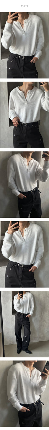 【PREMIUM】【MADE】アンゴラヘアヘンリーネックニット(3カラー)