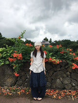 Lily Dot Unbalanced Denim Skirt (2c)