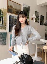 Daily V-neck Crop Knit Cardigan (9color)