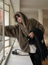 Kuro two way fur hoodie zip-up