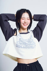 オープンアームホールハートラグラン ½Tシャツ (charcoal/ivory)