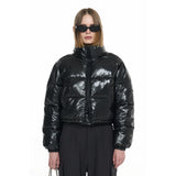 【即日発送】WOMAN グロッシーショートエコダウンジャケット [BLACK]