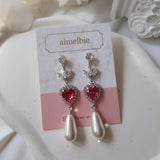Heart Jewel Princess Earring - Rosepink