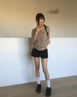 トーキンリブハイネックシャーリングダイアゴナルジッパージップアップ