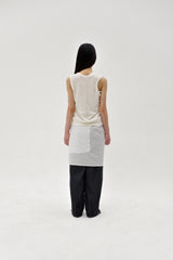 Linen oval neck knit, Cream
