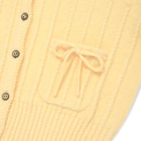 CHERRY RIBBON HOODIE CARDIAGN [LIGHT YELLOW]