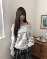ボダパンチングオフショルダーウールニット