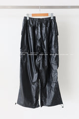 leather cargo string jogger wide pants